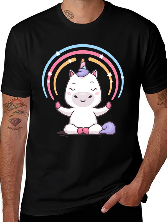 Meditating Unicorn T-Shirt - Zen Cute Black Tee