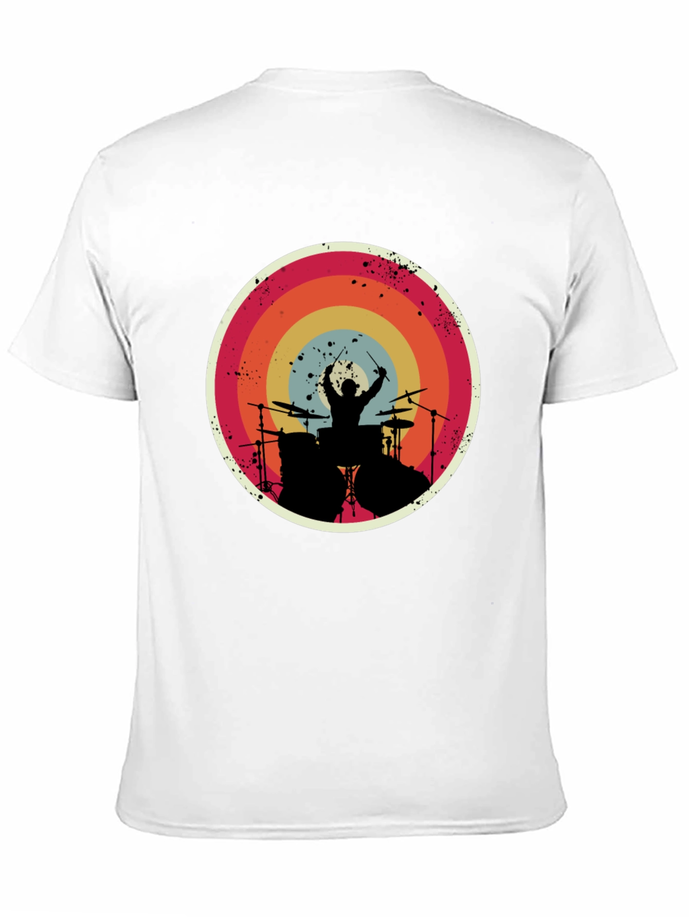 Drummer Silhouette Graphic Tee - Retro Style