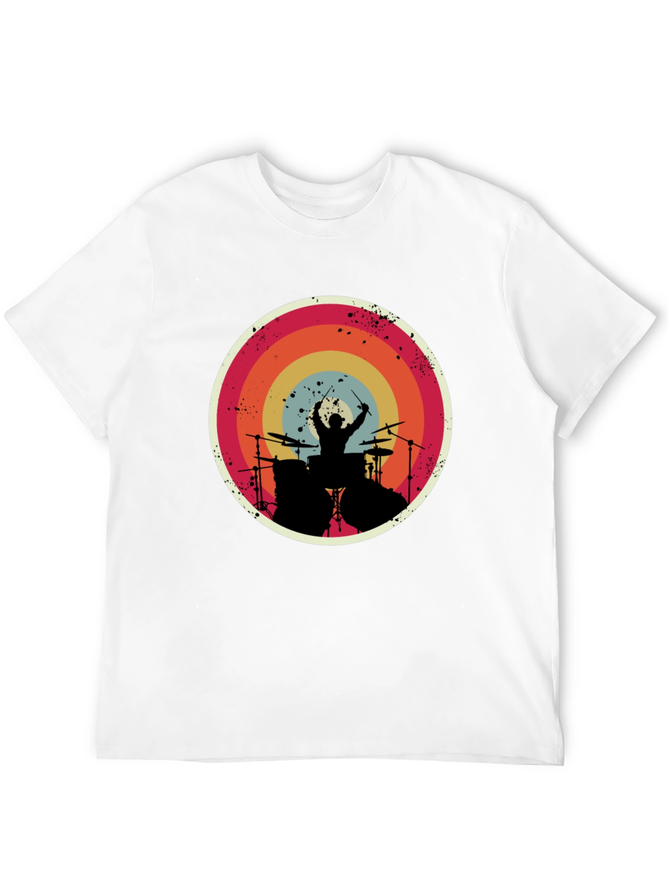 Drummer Silhouette Graphic Tee - Retro Style