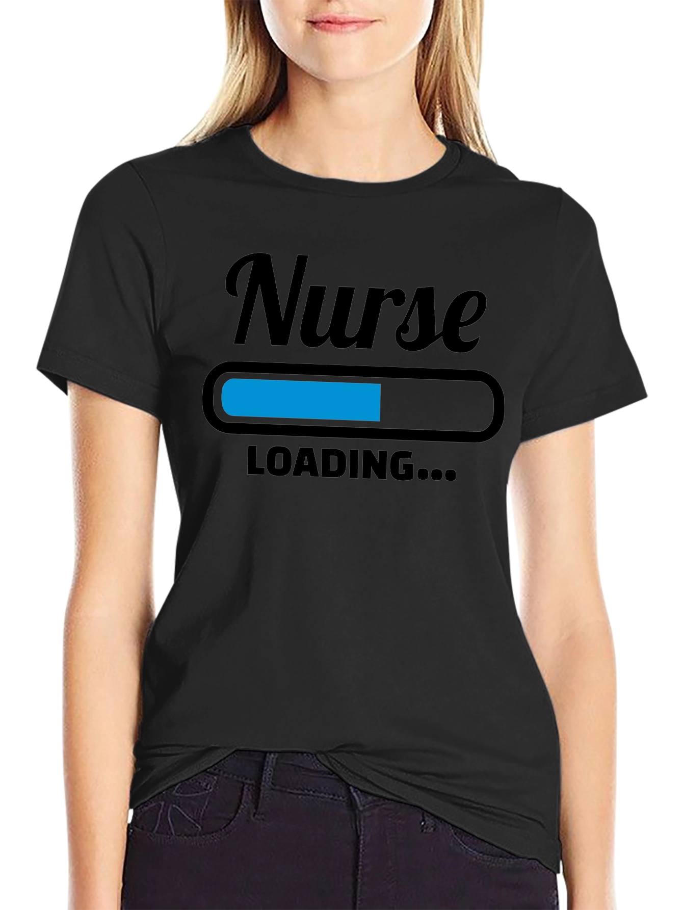 Nurse Loading T-Shirt - Black Graphic Tee