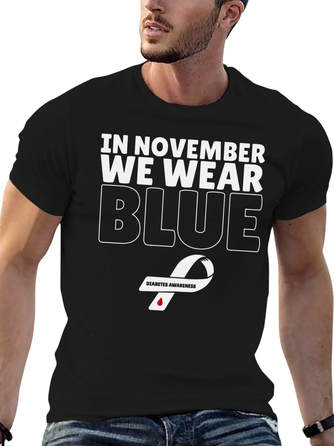 November Diabetes Awareness Blue Ribbon T-Shirt