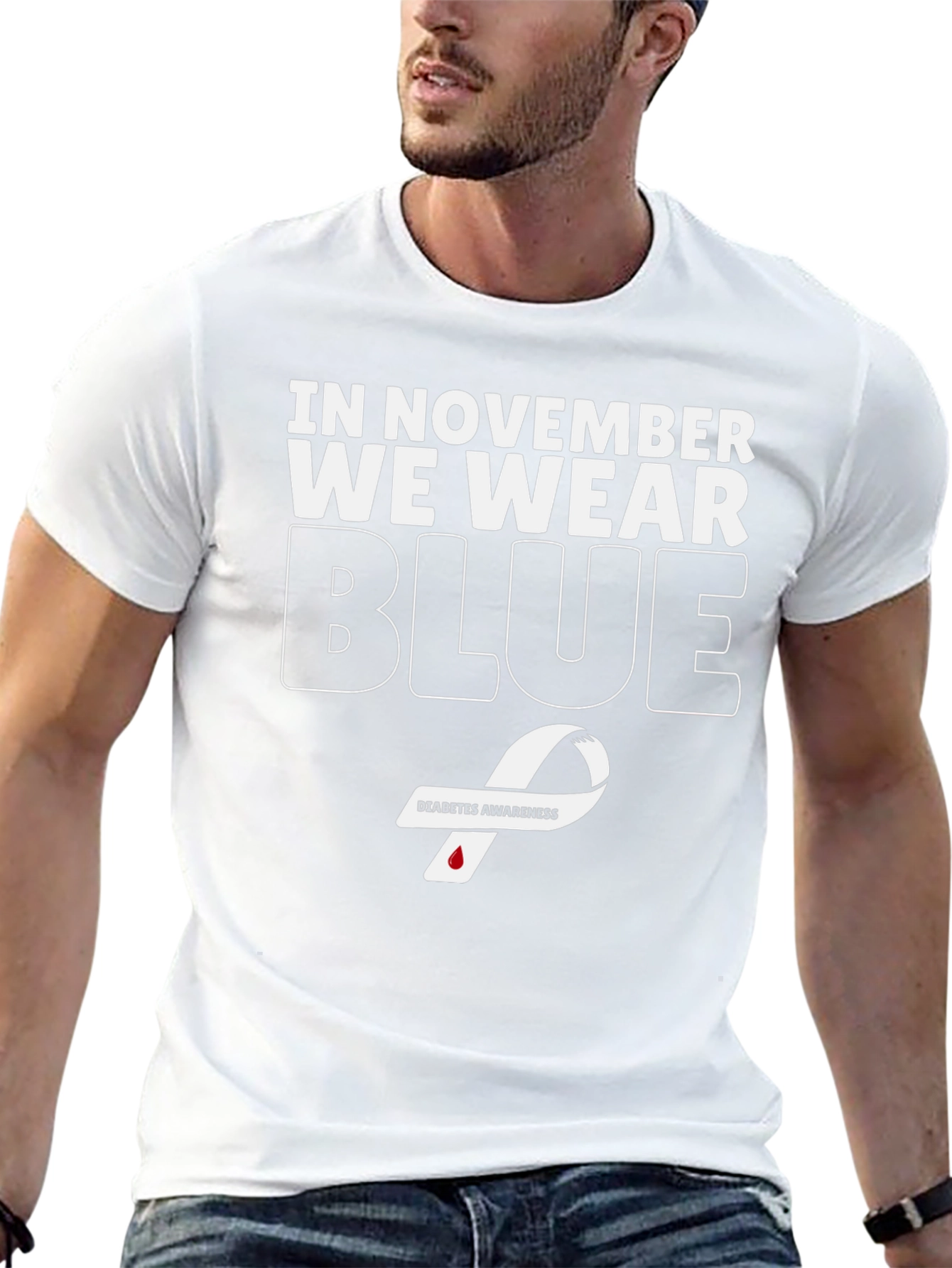November Diabetes Awareness Blue Ribbon T-Shirt