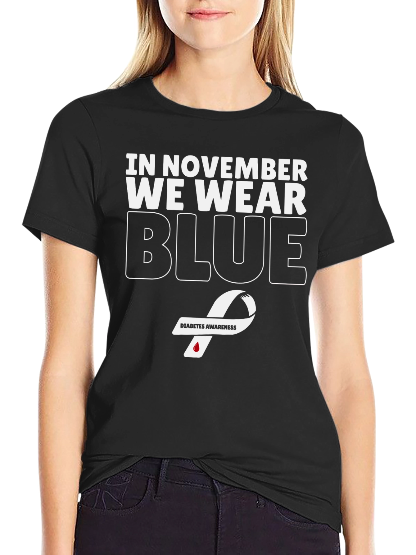 November Diabetes Awareness Blue Ribbon T-Shirt