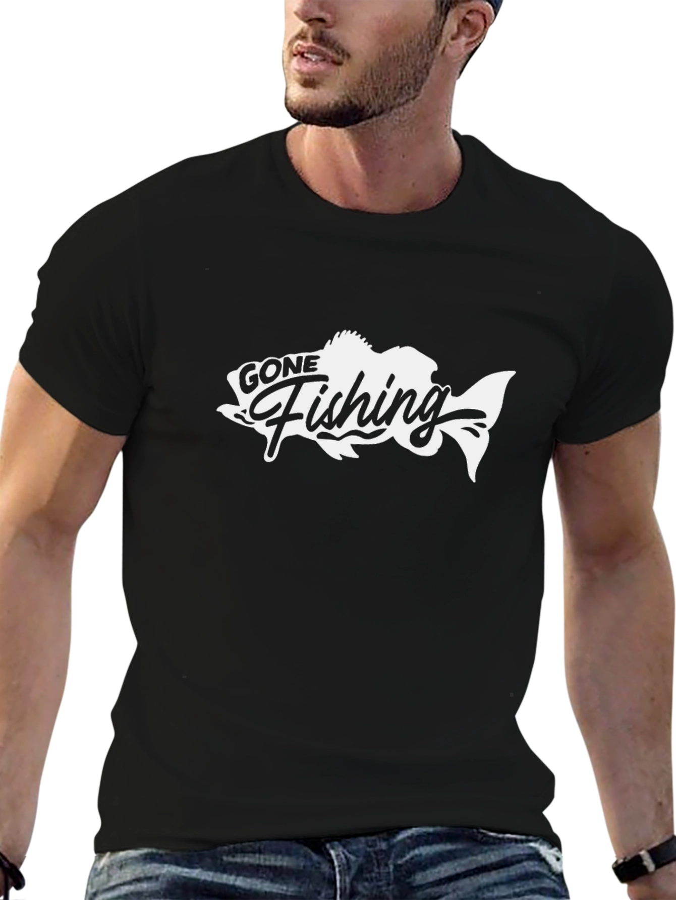 Gone Fishing Black T-Shirt - Angler Tee