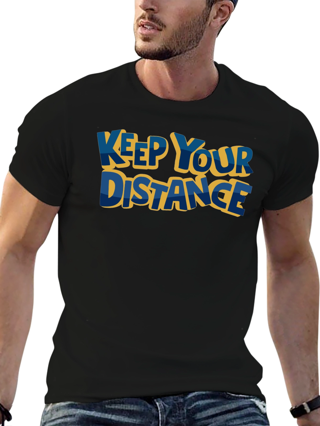 Keep Your Distance Graphic Tee - Black