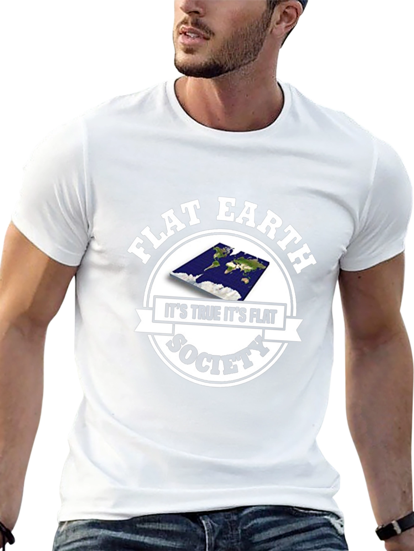 Flat Earth Society Mens Black T-Shirt