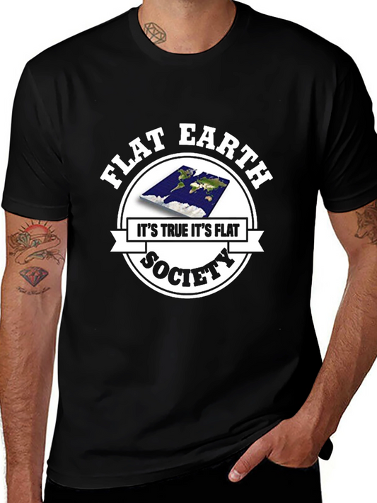 Flat Earth Society Mens Black T-Shirt