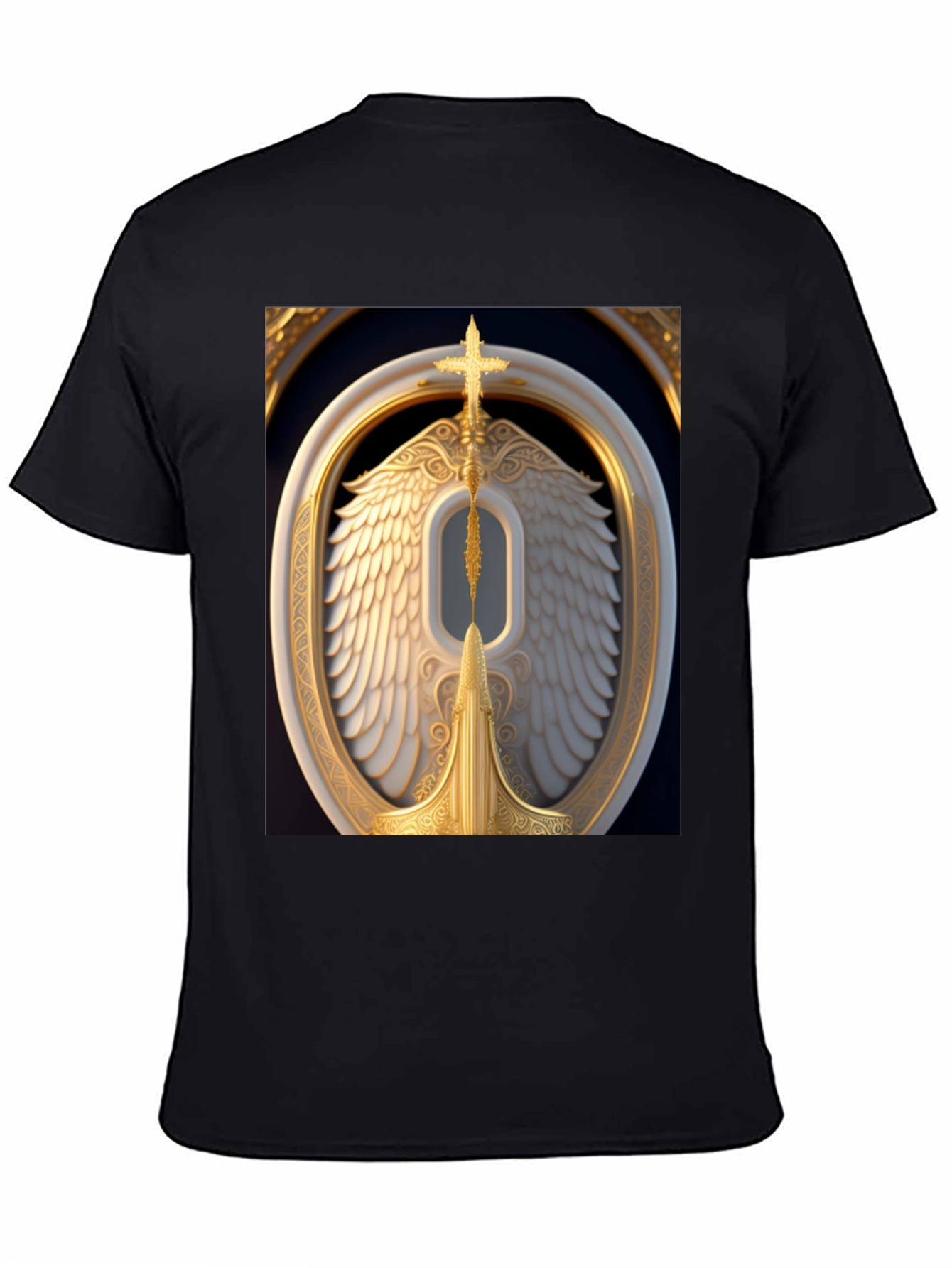 Winged Cross Graphic Tee - Stylish Black T-Shirt