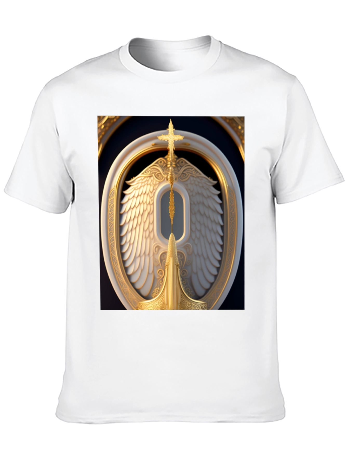 Winged Cross Graphic Tee - Stylish Black T-Shirt
