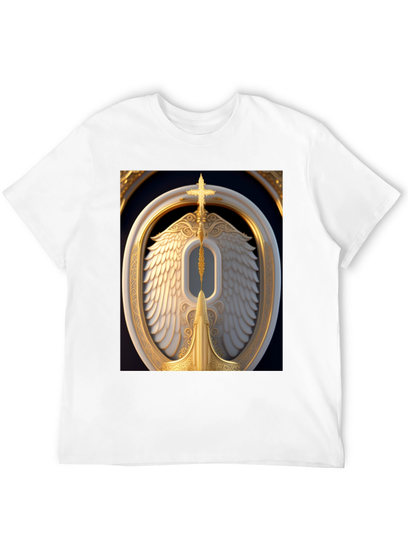 Winged Cross Graphic Tee - Stylish Black T-Shirt