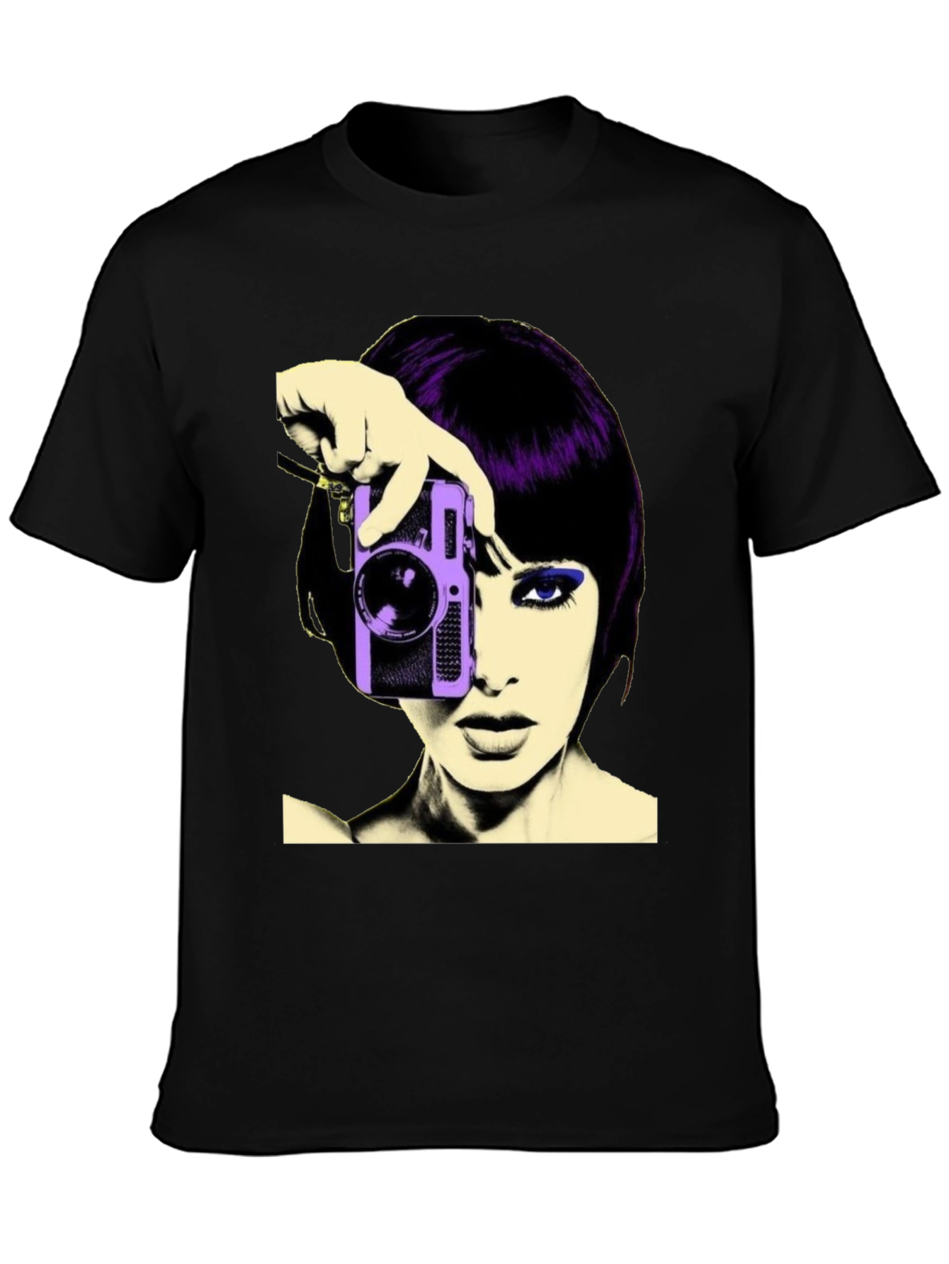 Retro Woman Camera T-Shirt - Black