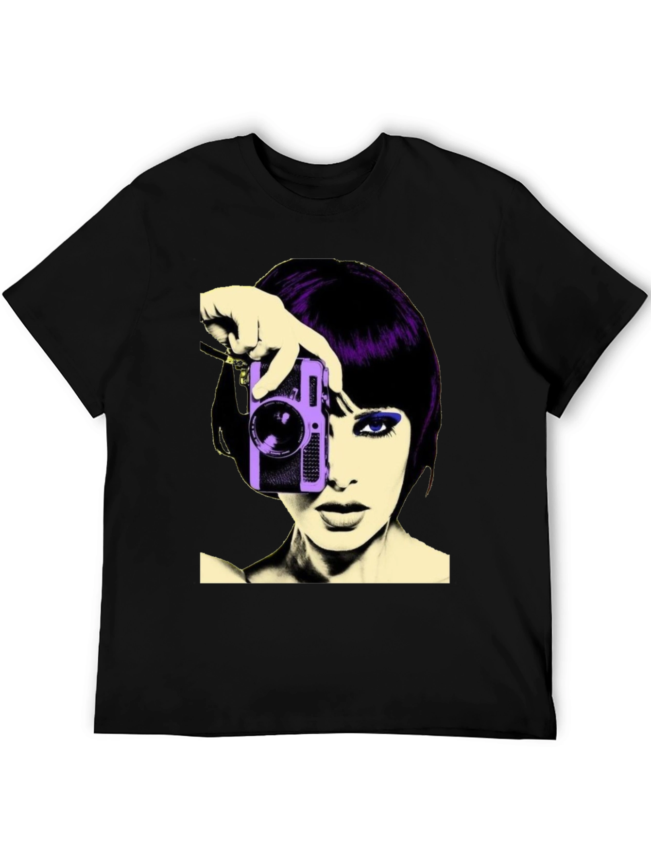 Retro Woman Camera T-Shirt - Black