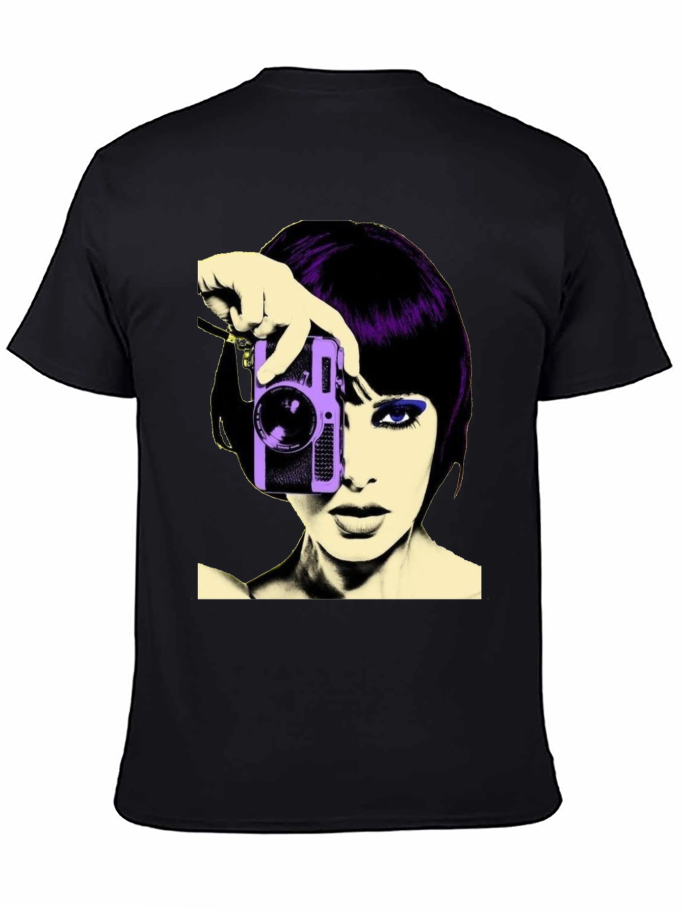 Retro Woman Camera T-Shirt - Black