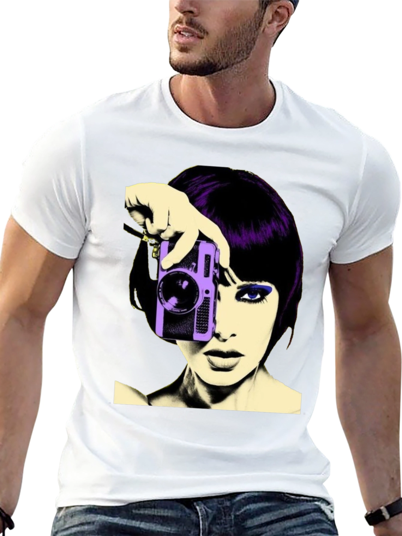 Retro Woman Camera T-Shirt - Black