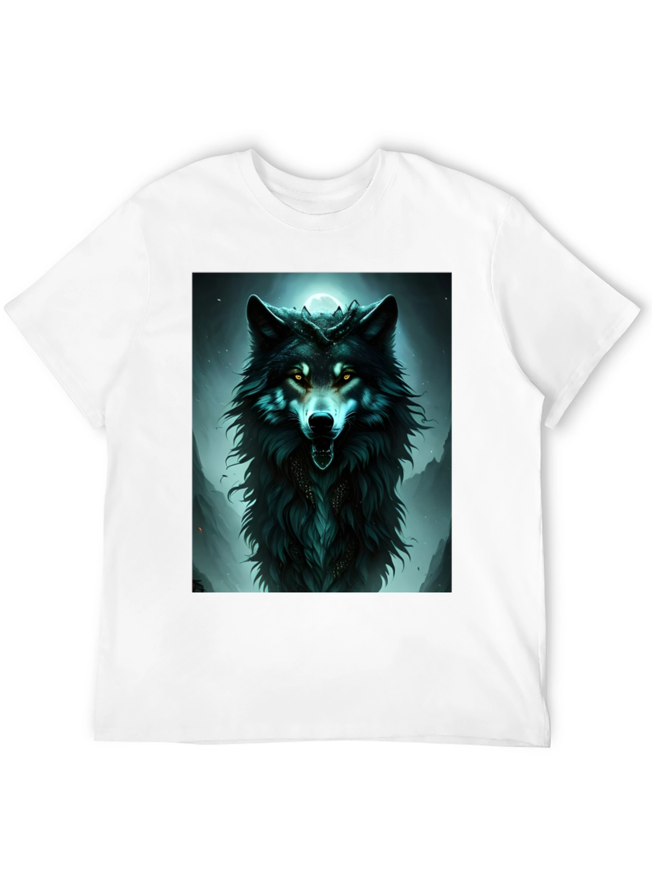 Mystic Wolf Graphic Tee - Black Cotton Comfort