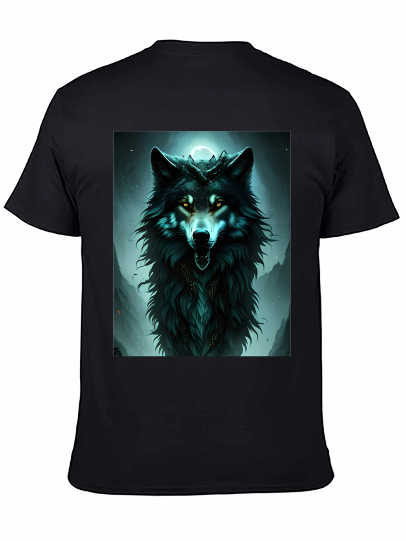 Mystic Wolf Graphic Tee - Black Cotton Comfort