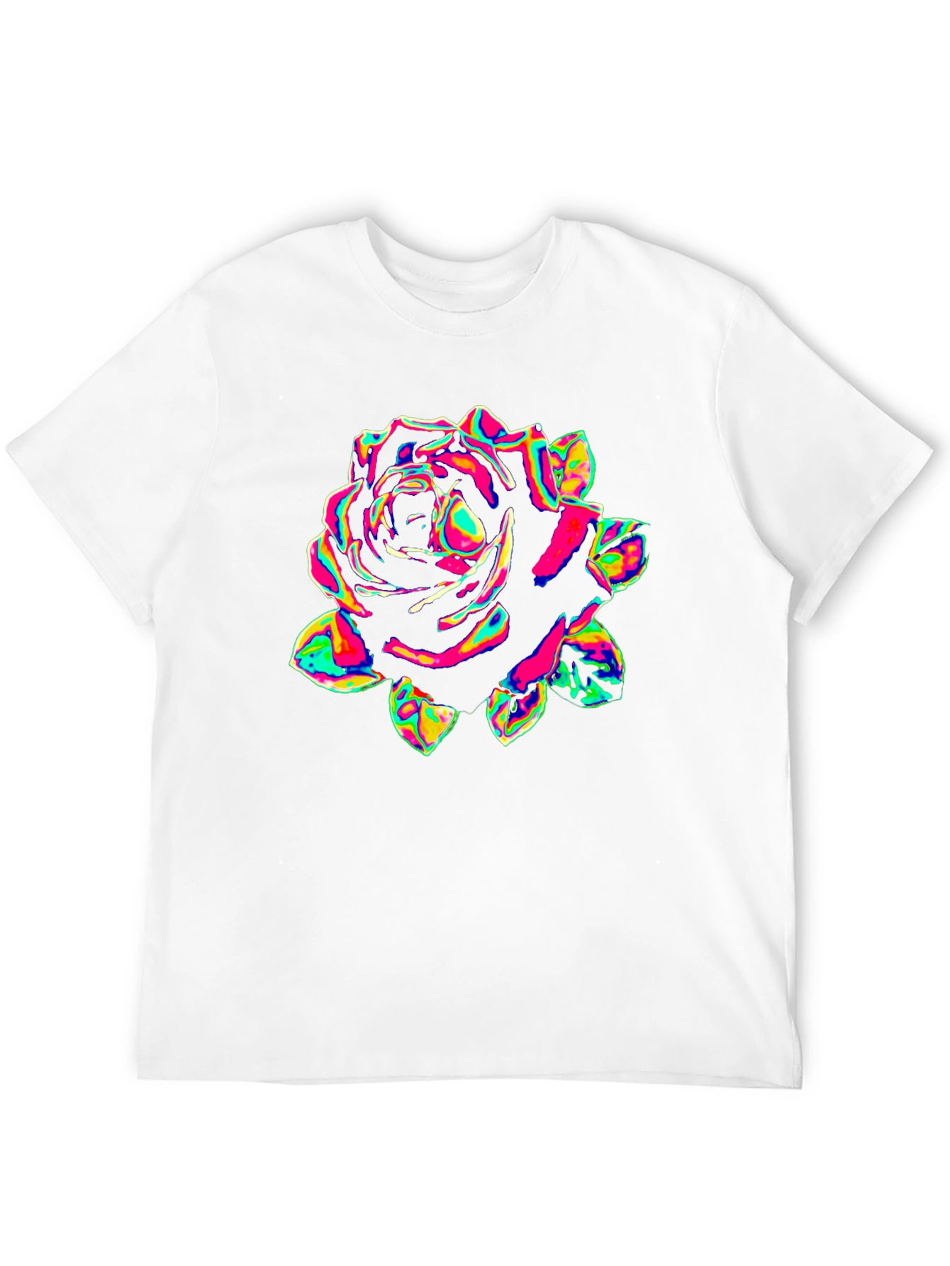 Psychedelic Rose Graphic Tee - Black