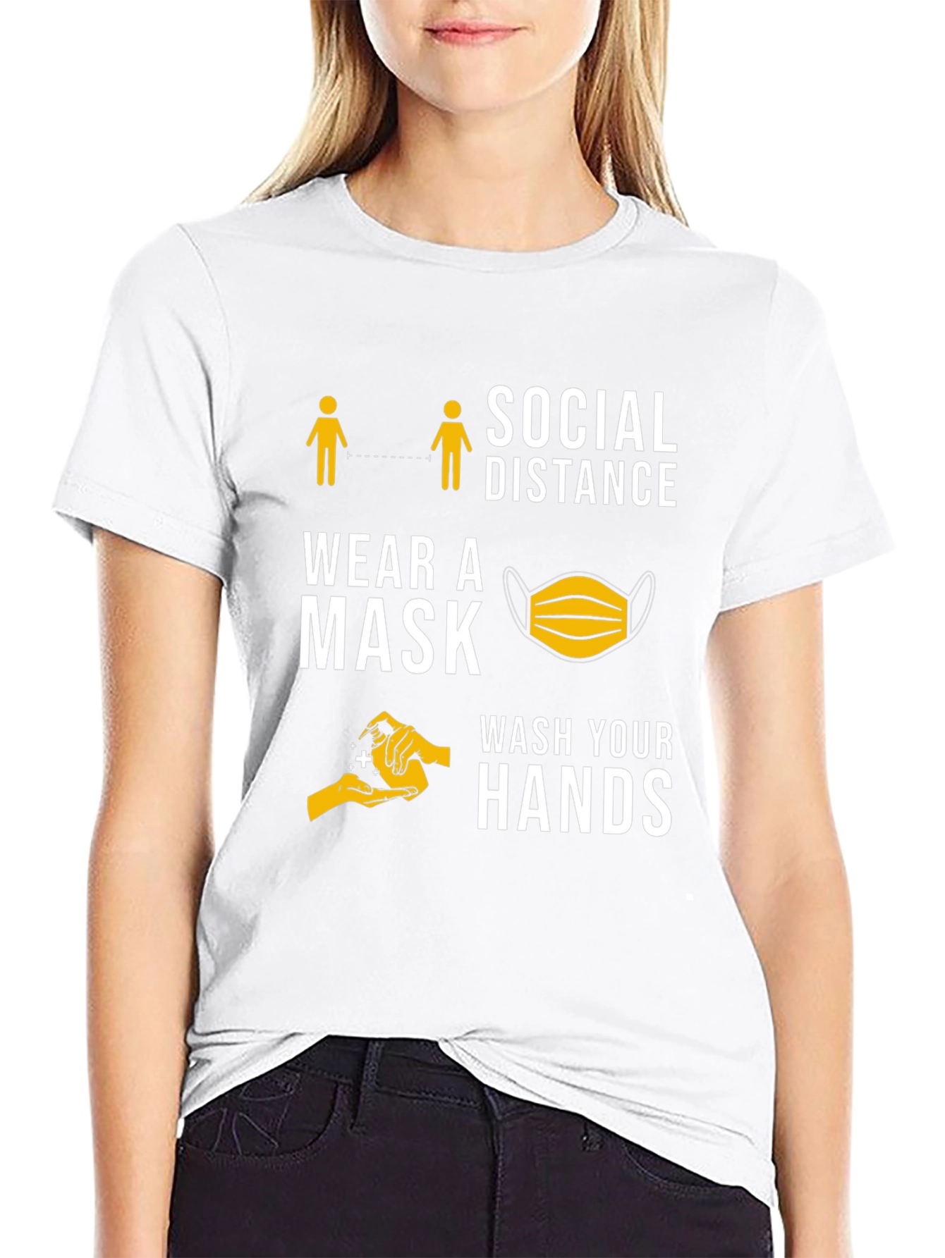 Social Distance Wear Mask Wash Hands T-Shirt