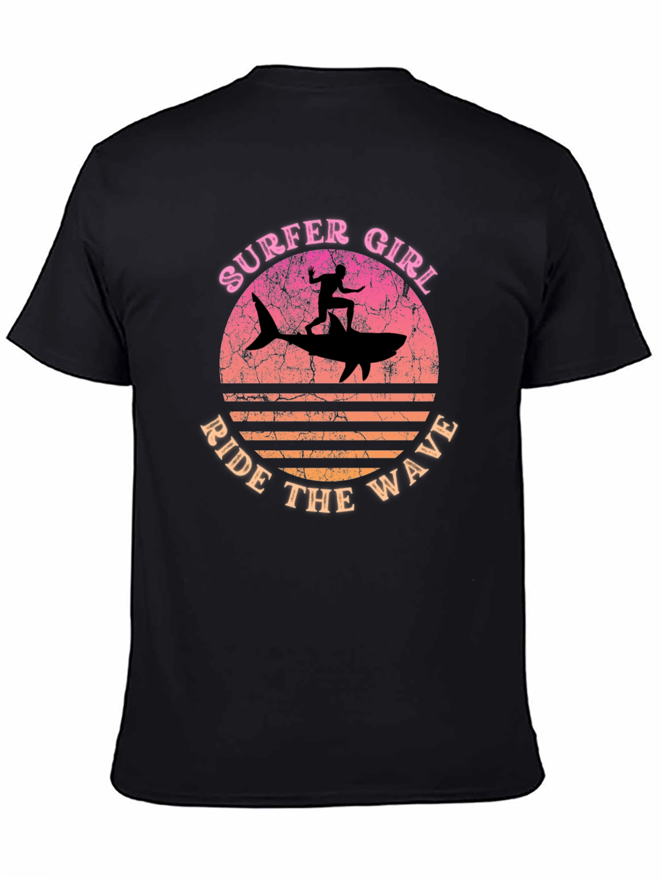 Surfer Girl Shark Ride T-Shirt - Ride the Wave
