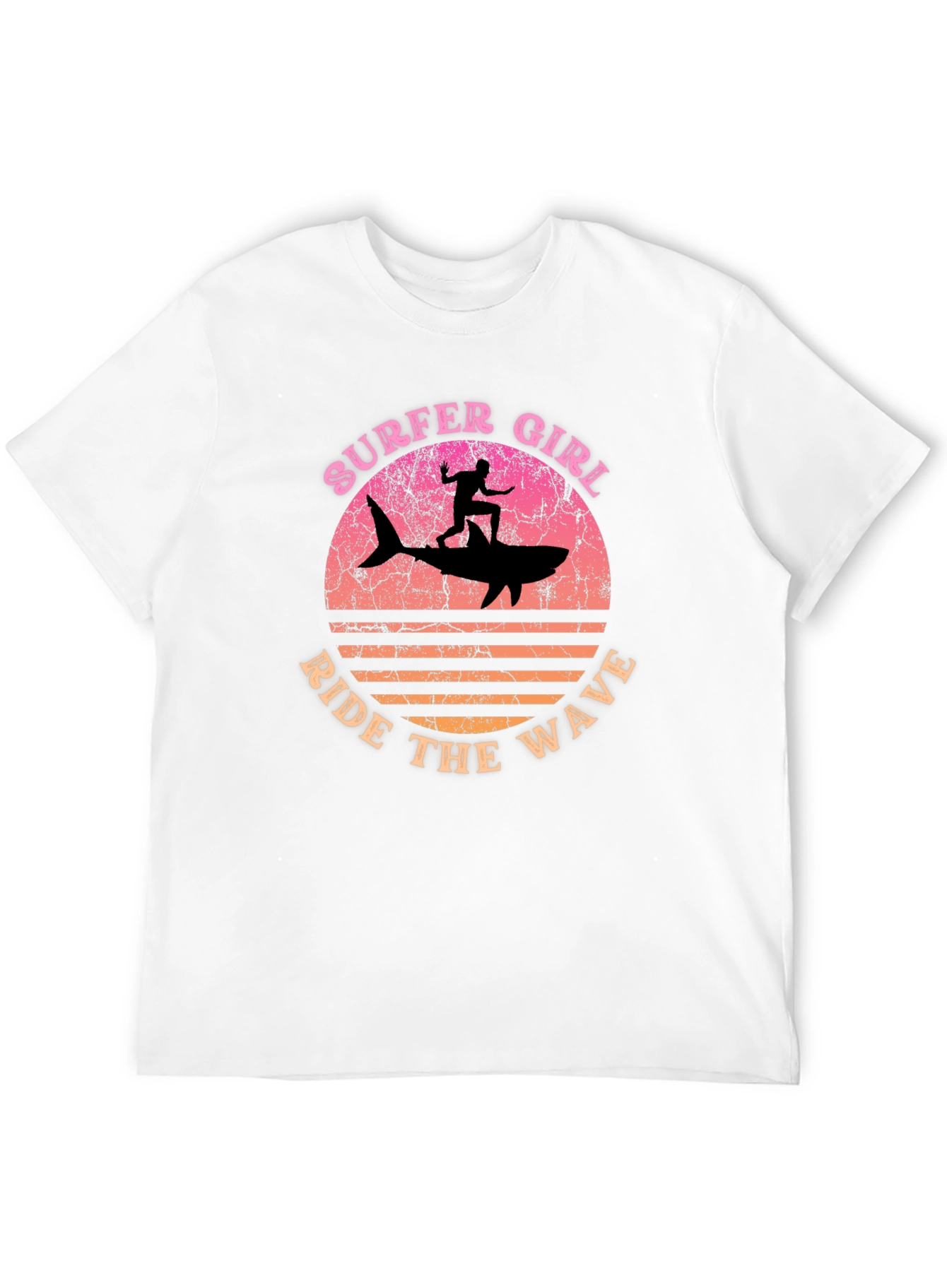 Surfer Girl Shark Ride T-Shirt - Ride the Wave