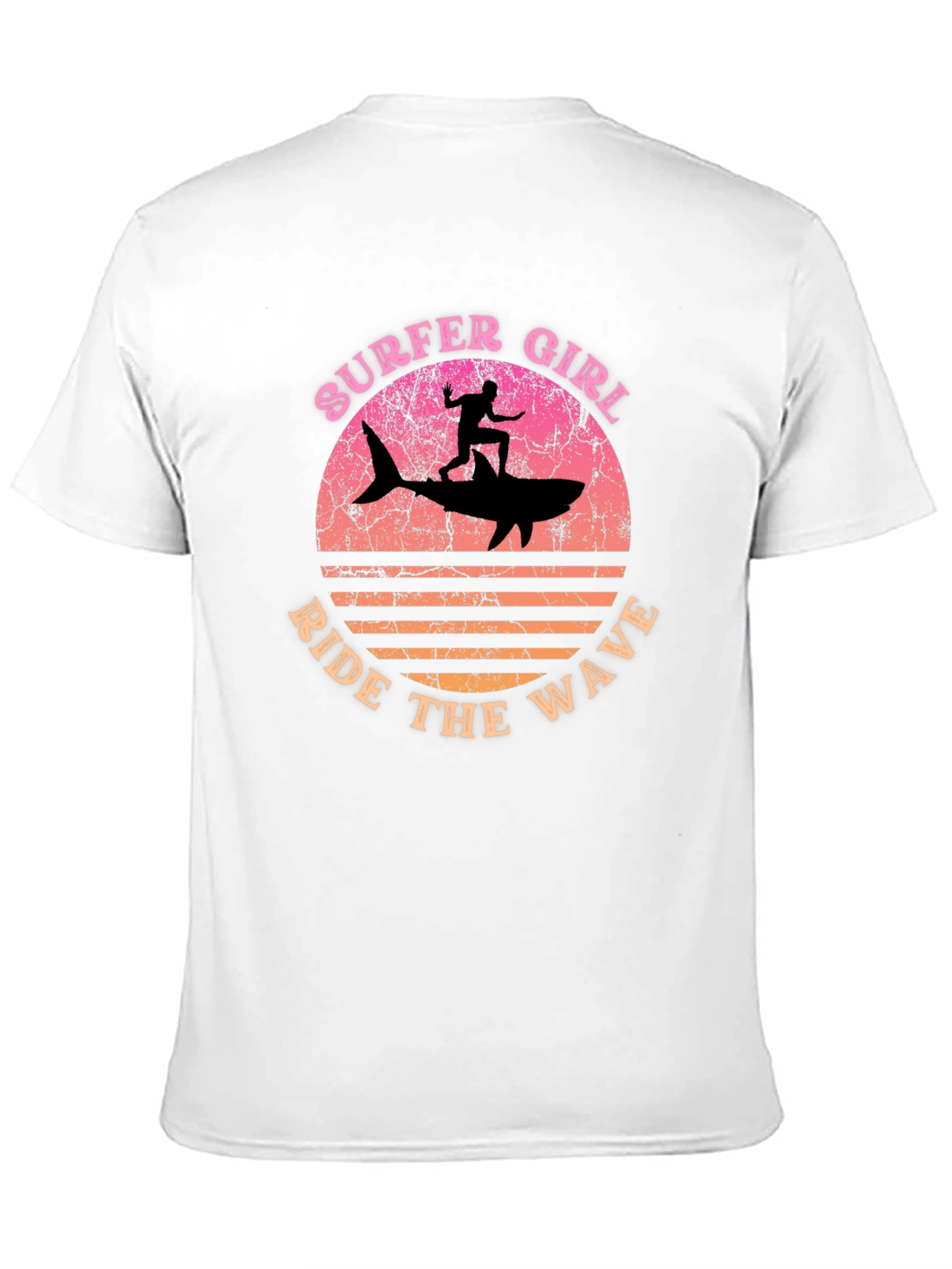 Surfer Girl Shark Ride T-Shirt - Ride the Wave