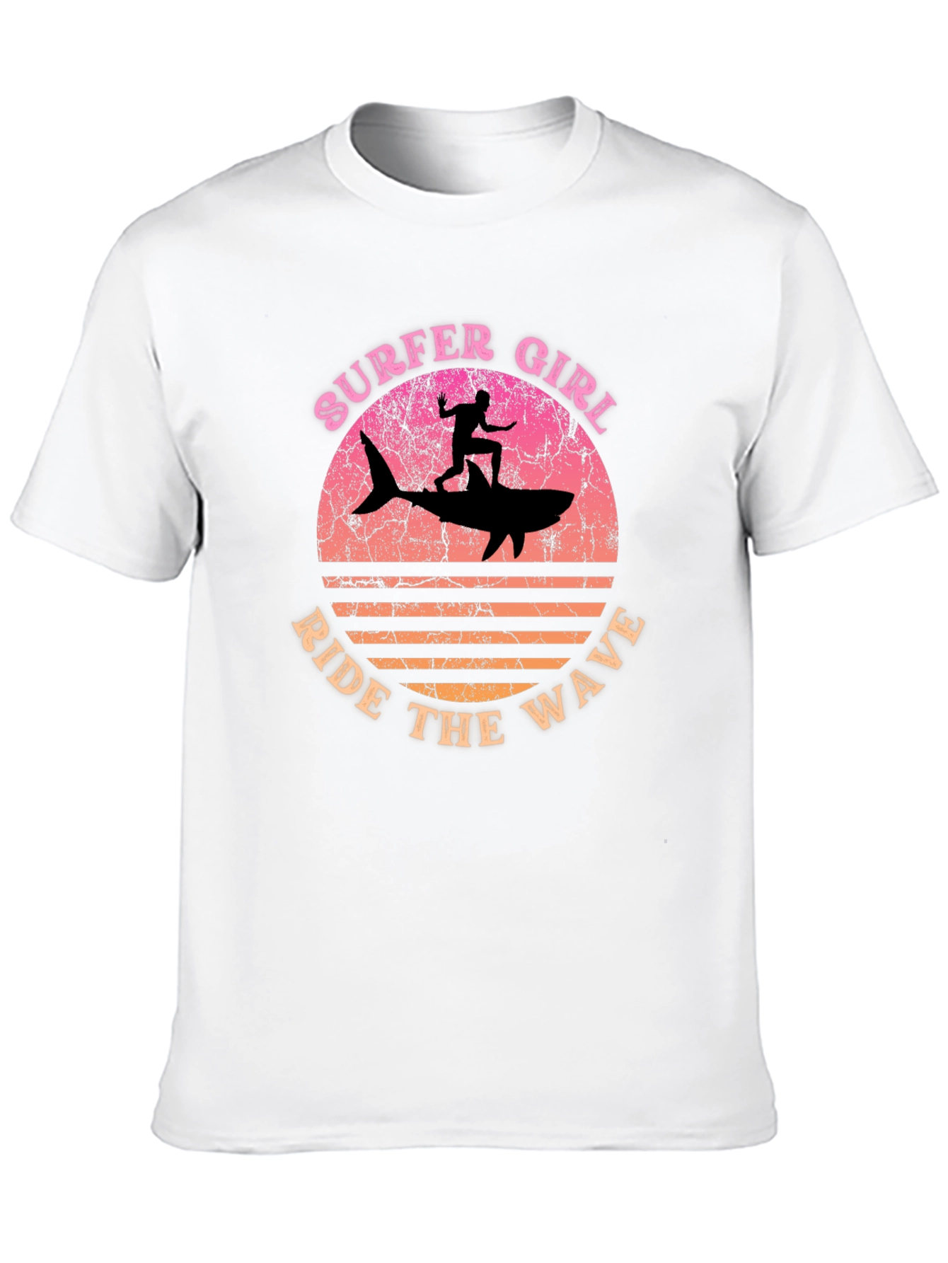 Surfer Girl Shark Ride T-Shirt - Ride the Wave