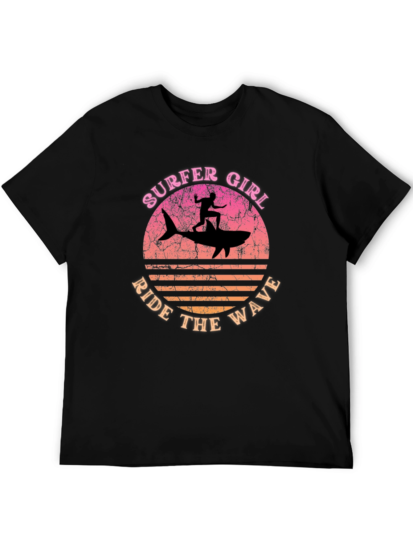 Surfer Girl Shark Ride T-Shirt - Ride the Wave