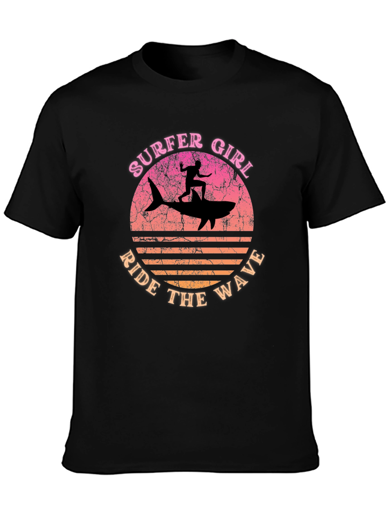 Surfer Girl Shark Ride T-Shirt - Ride the Wave