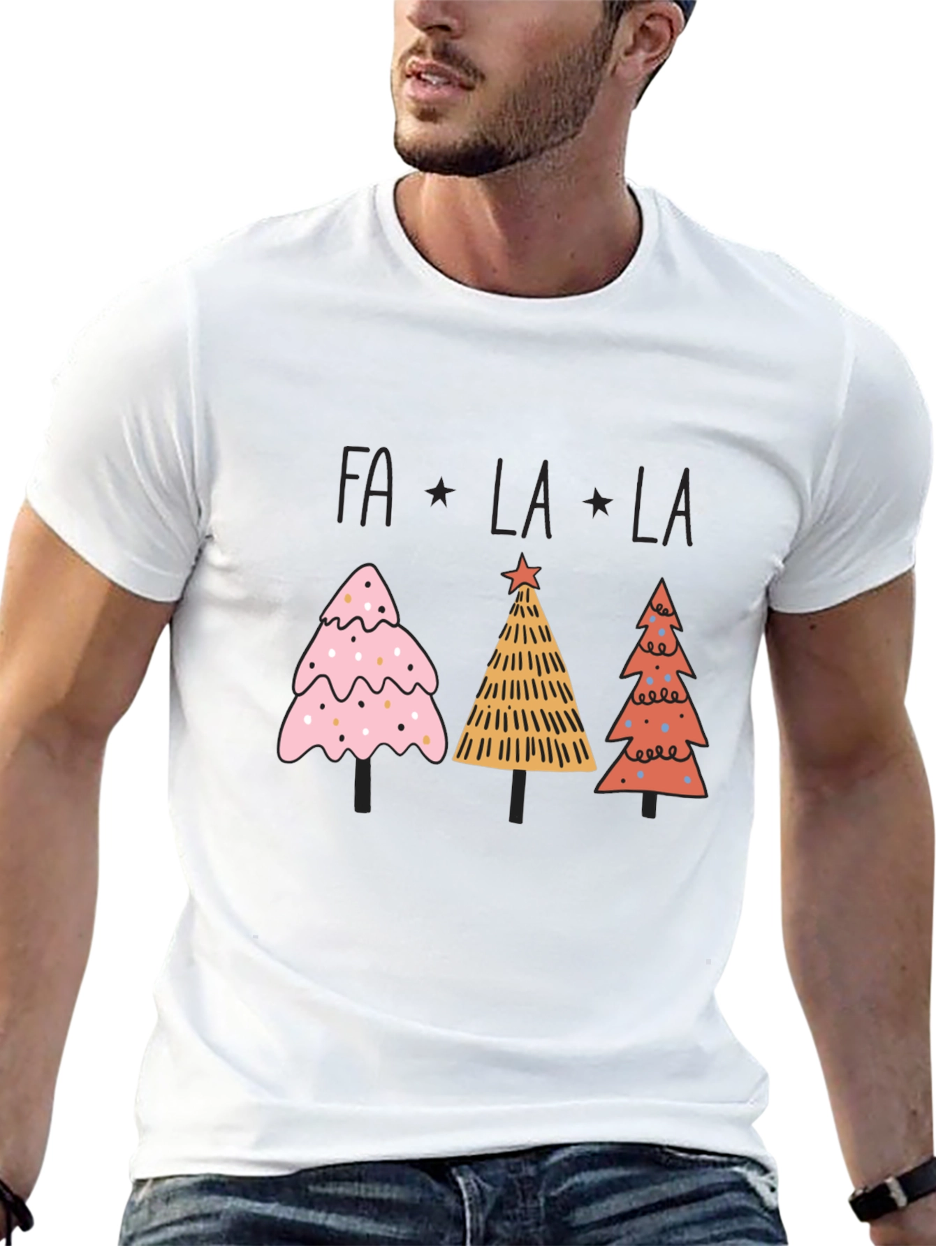 Festive Fa La La Christmas Tree Graphic Tee