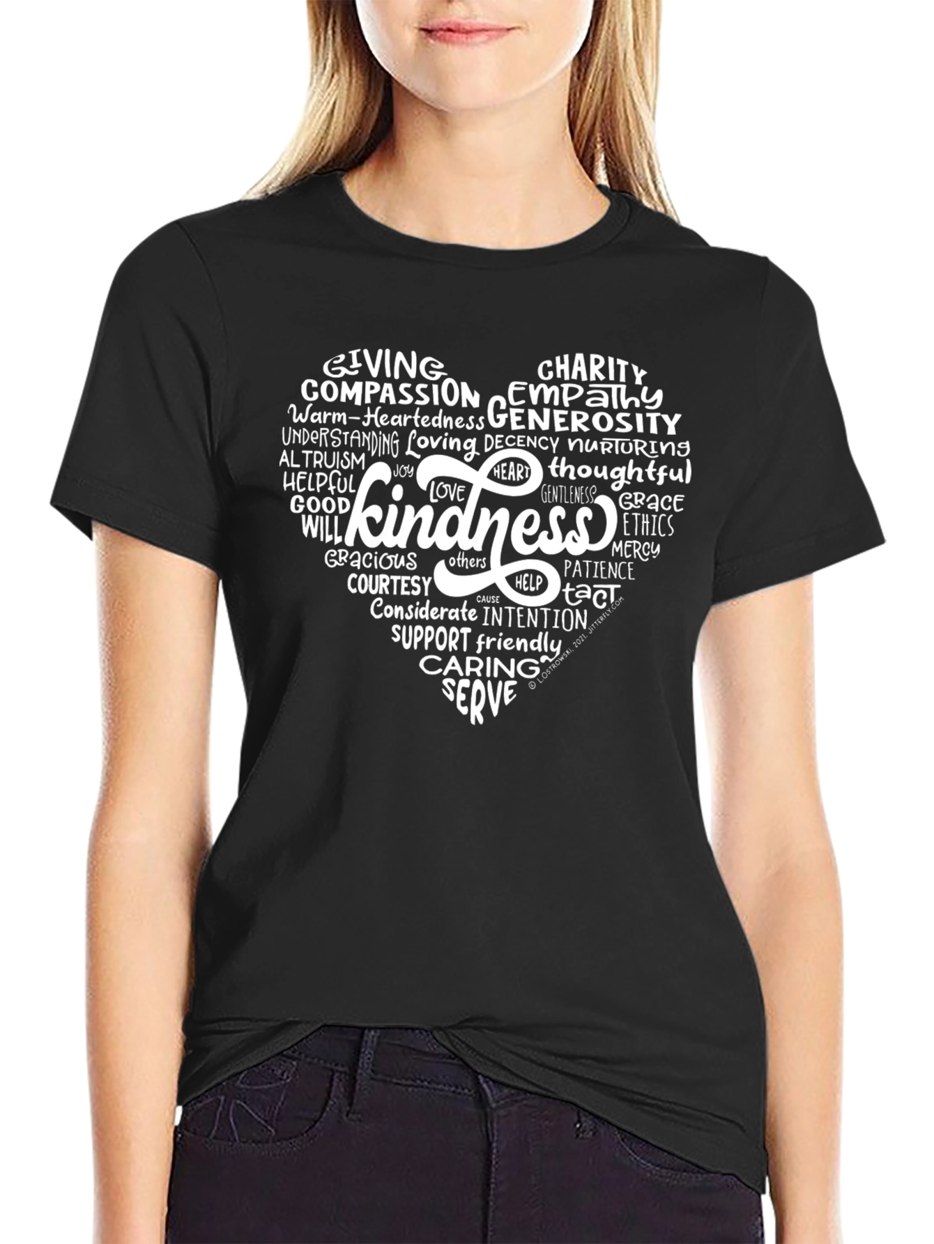 Kindness Heart Graphic Tee - Black