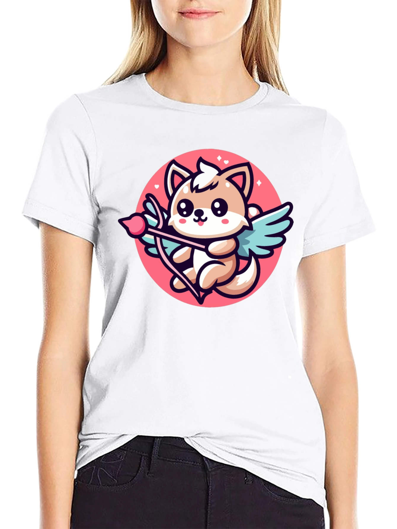 Cute Cupid Dog Graphic T-Shirt - Valentines Day