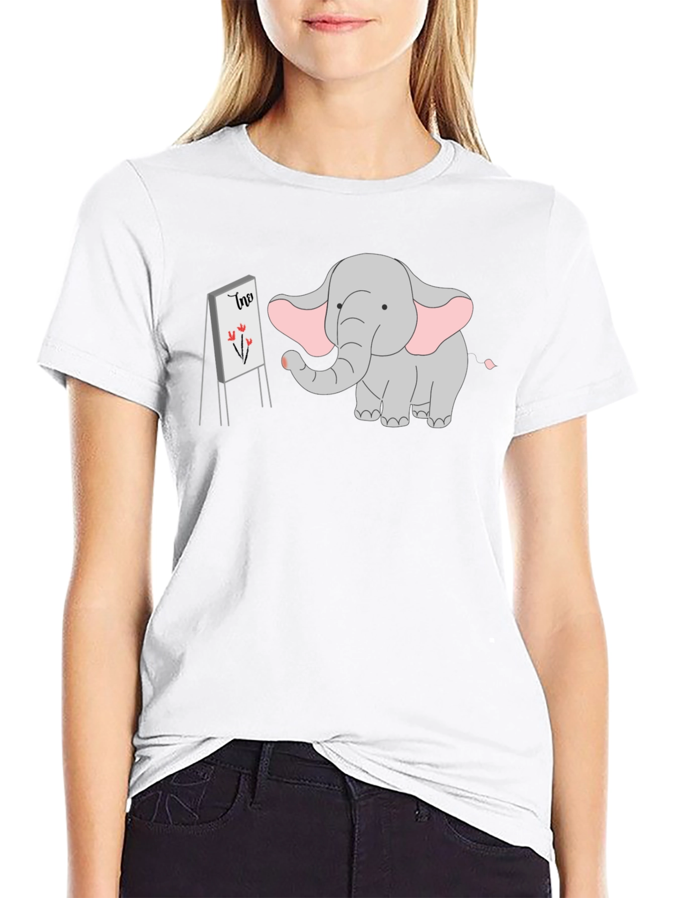 Elephant Artist Graphic Tee - Black Cotton T-Shirt