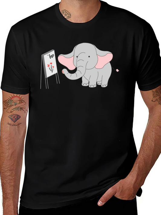 Elephant Artist Graphic Tee - Black Cotton T-Shirt