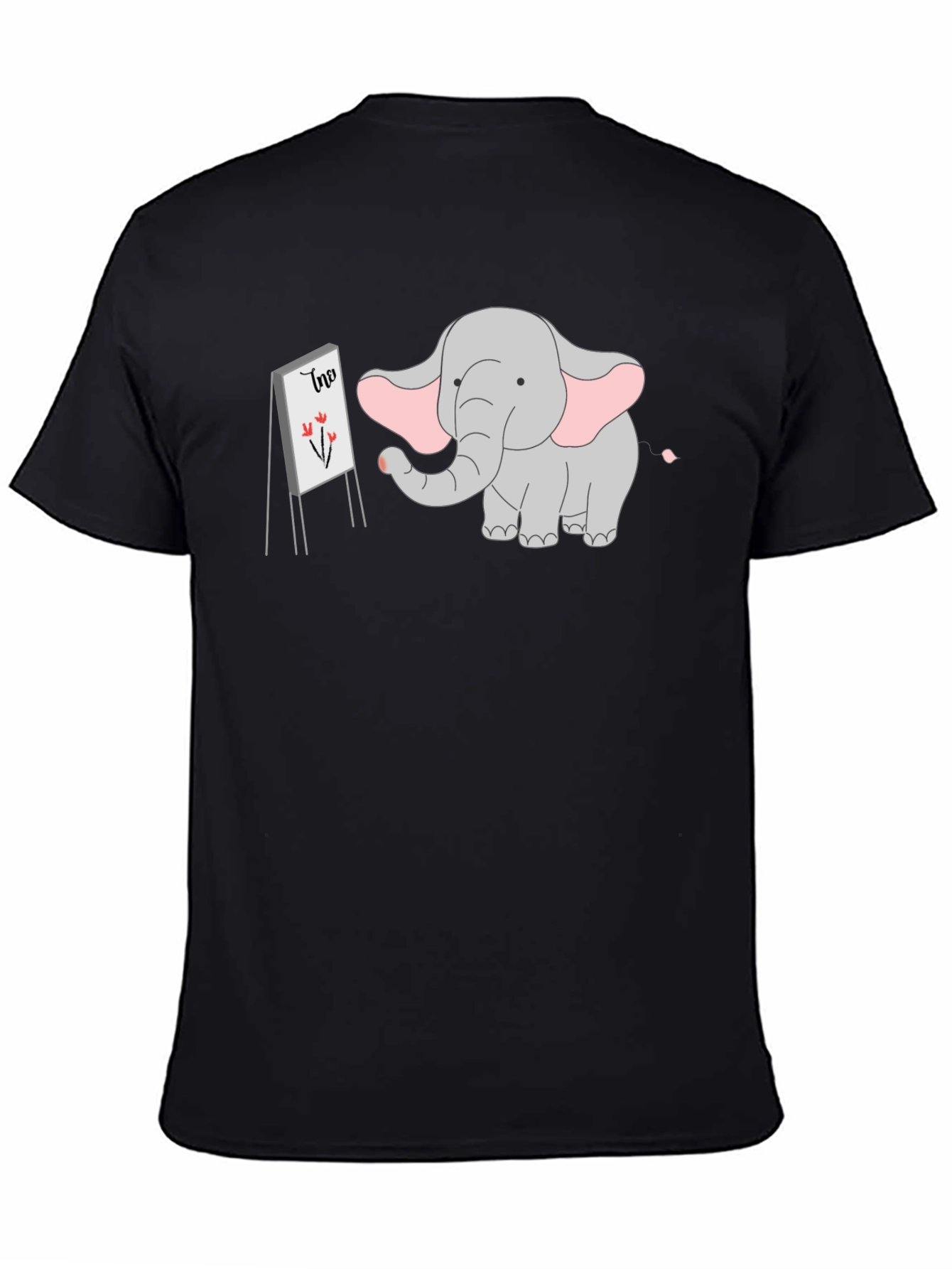Elephant Artist Graphic Tee - Black Cotton T-Shirt