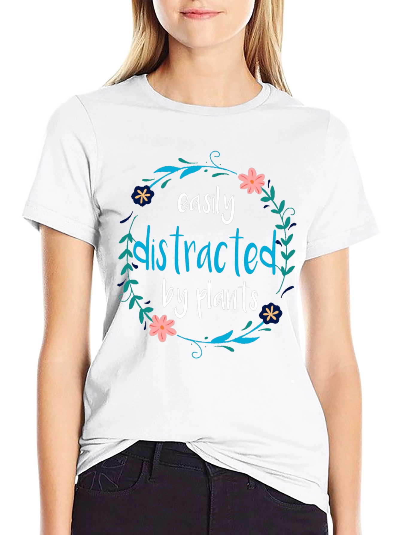 Easily Distracted By Plants Black T-Shirt