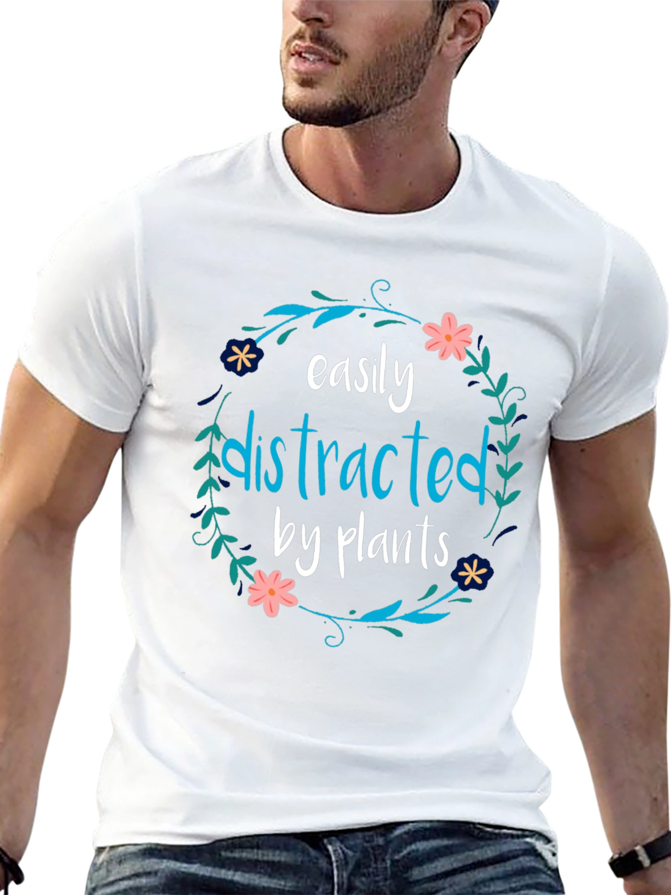 Easily Distracted By Plants Black T-Shirt