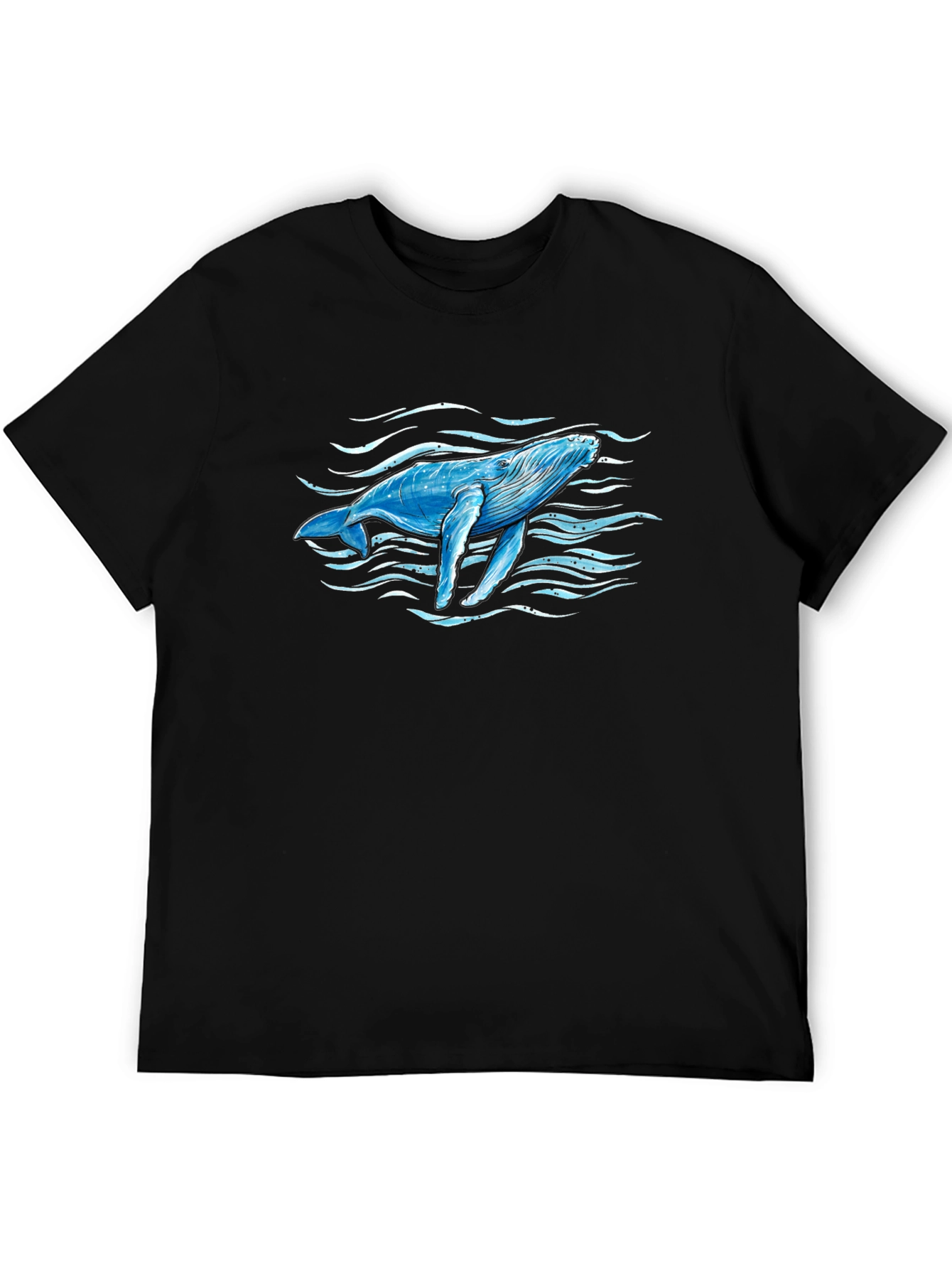 Whale Graphic Print Black T-Shirt