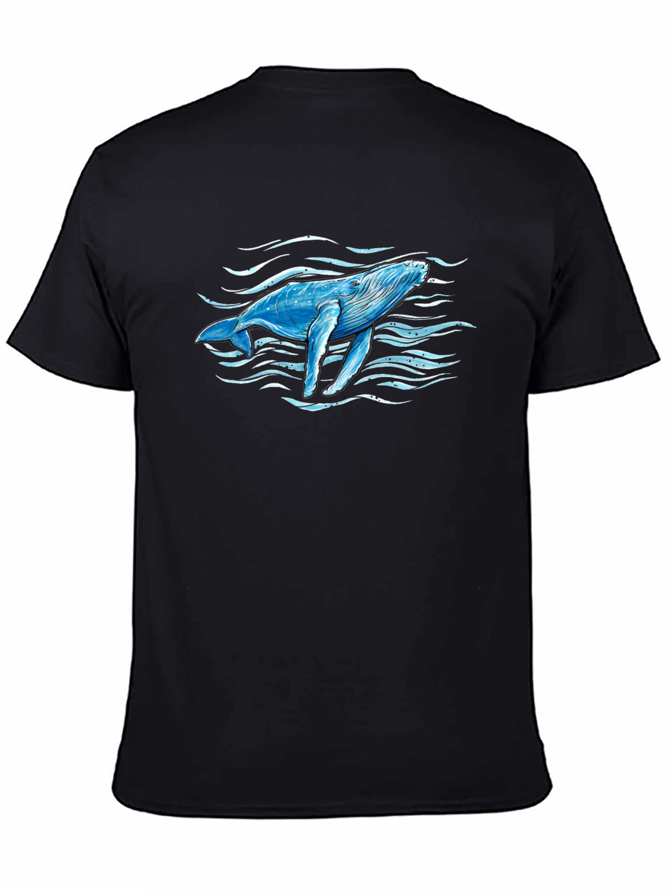 Whale Graphic Print Black T-Shirt