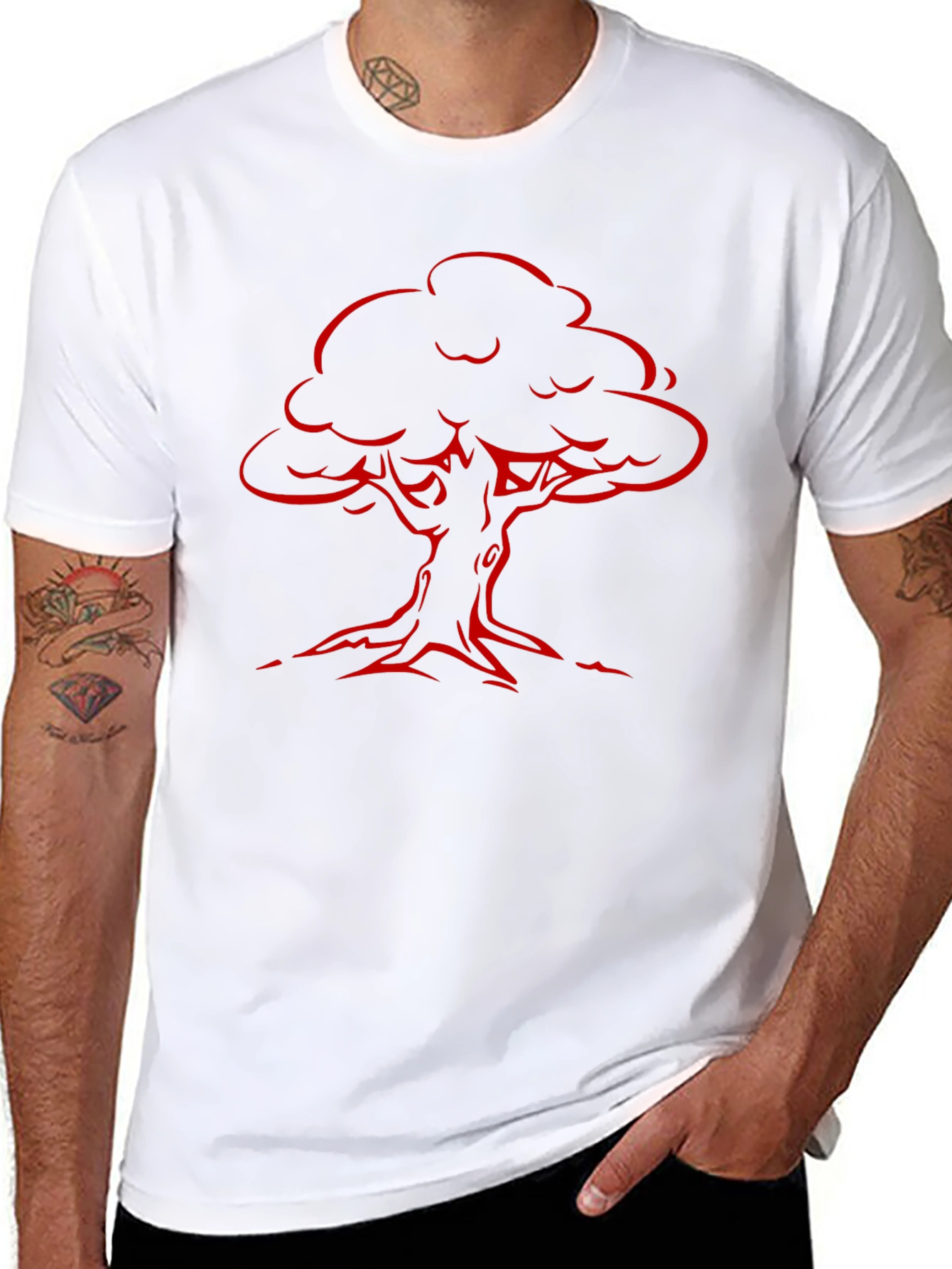 Red Tree Graphic Black T-Shirt