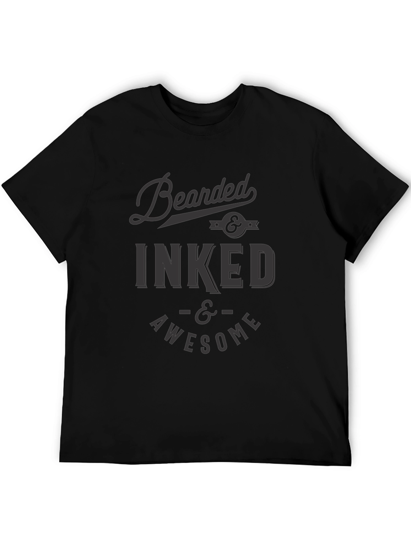 Bearded Inked and Awesome Black T-Shirt