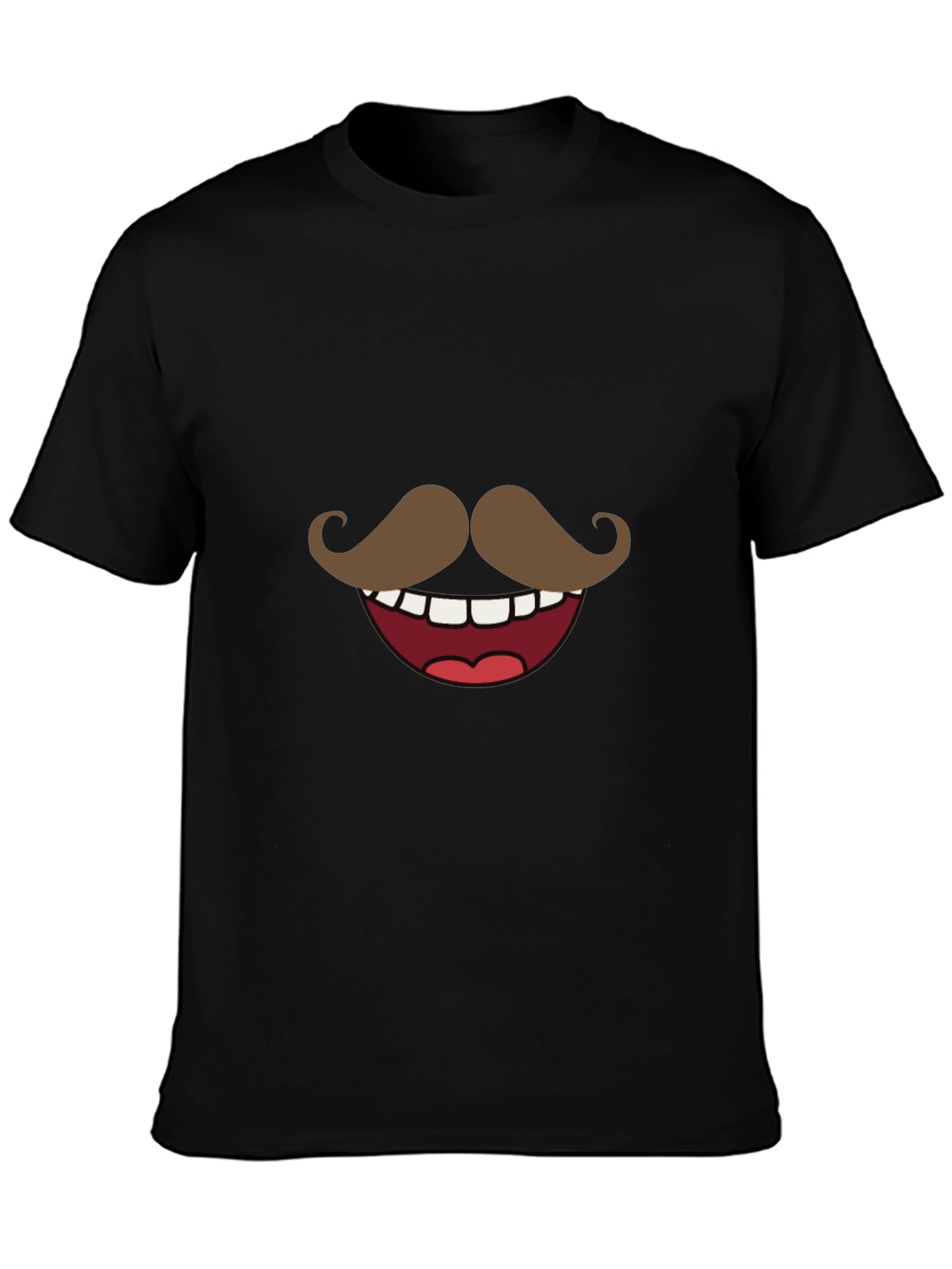 Funny Mustache Smile Graphic Tee - Black