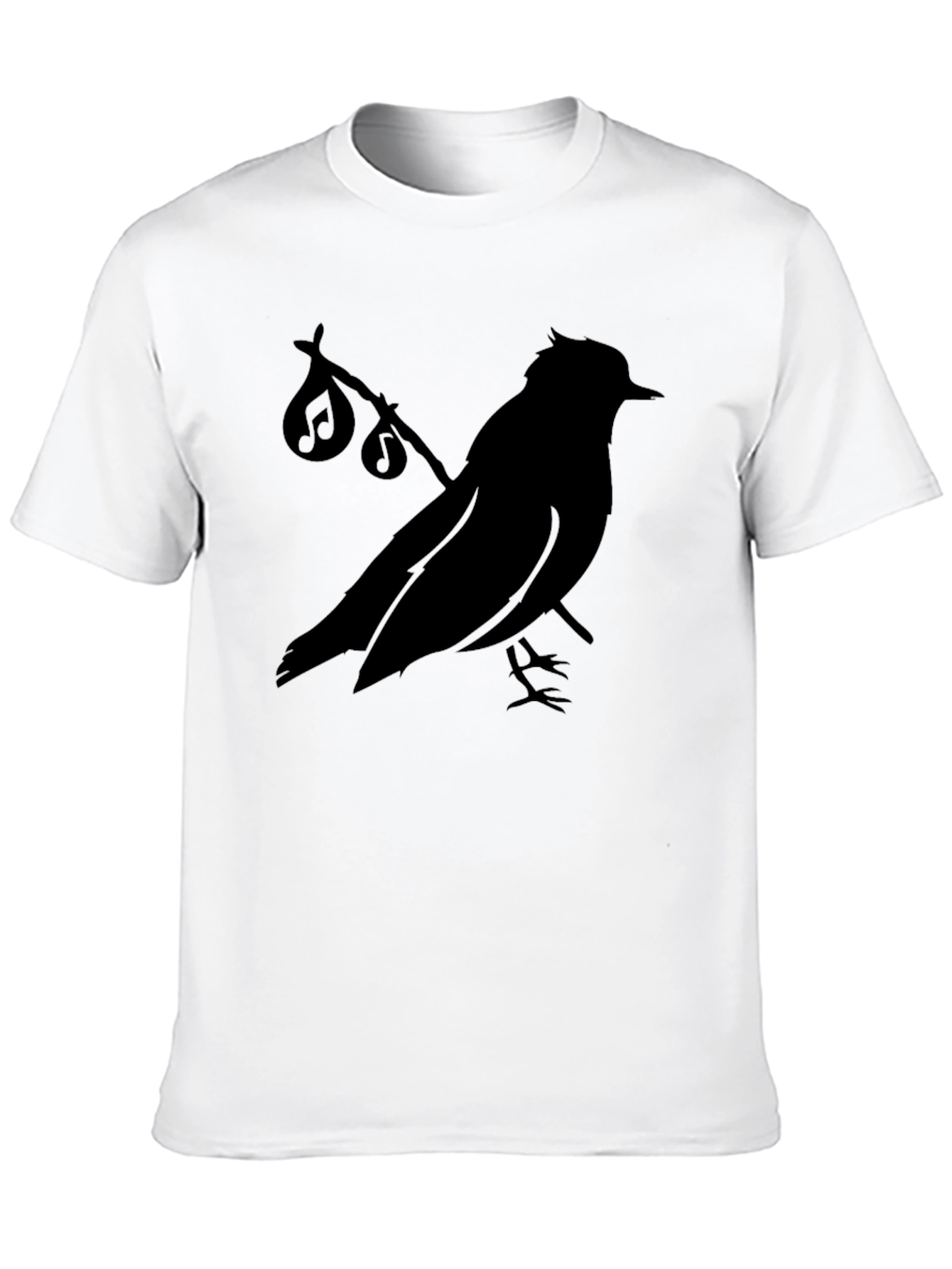 Musical Bird Silhouette Black T-Shirt