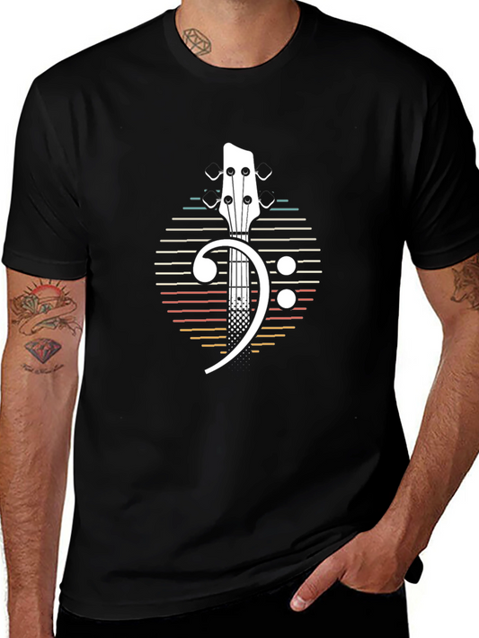 Bass Guitar Clef Graphic Tee - Musicians Black T-Shirt