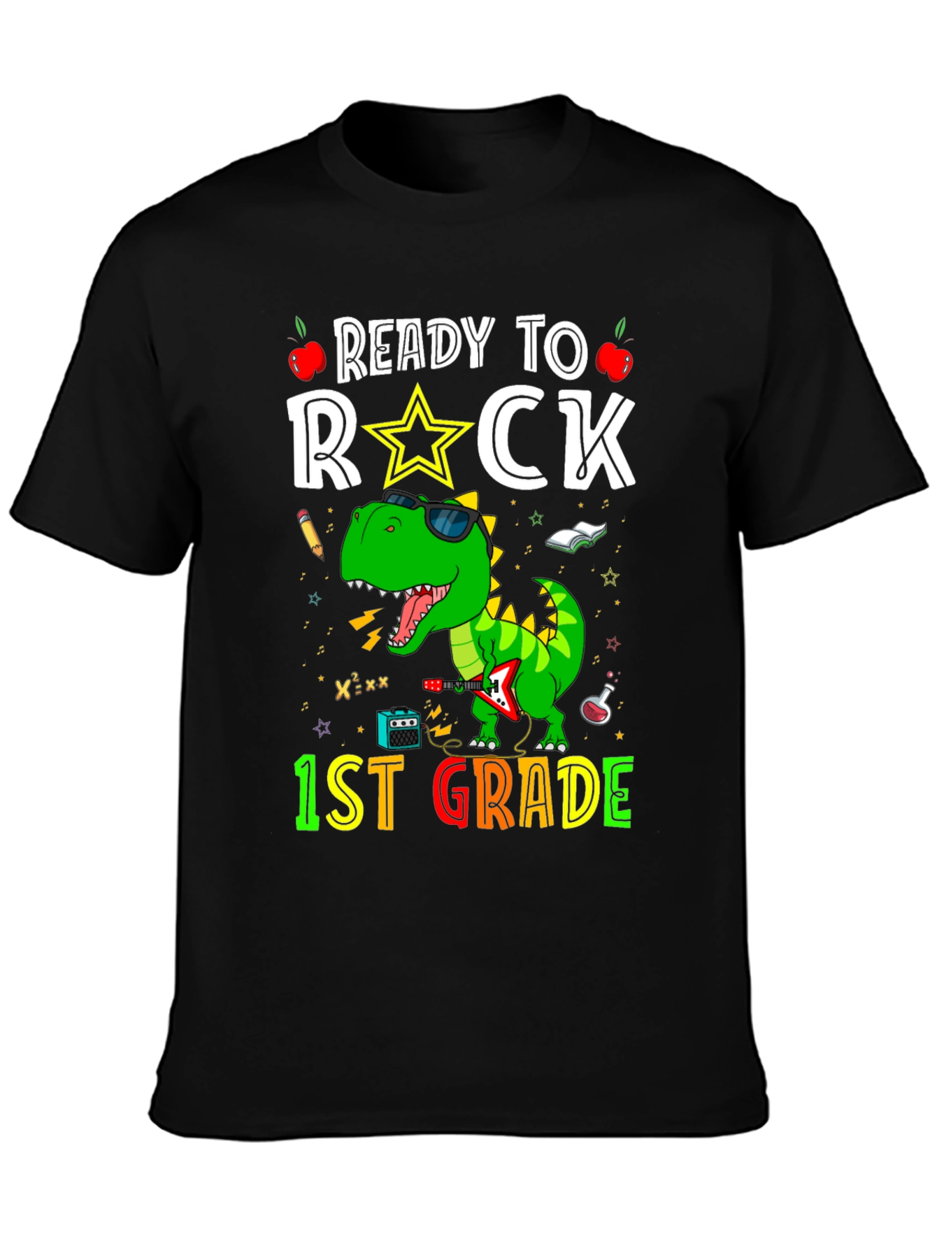 Ready to Rock 1st Grade T-Shirt Dinosaur Graphic Tee
