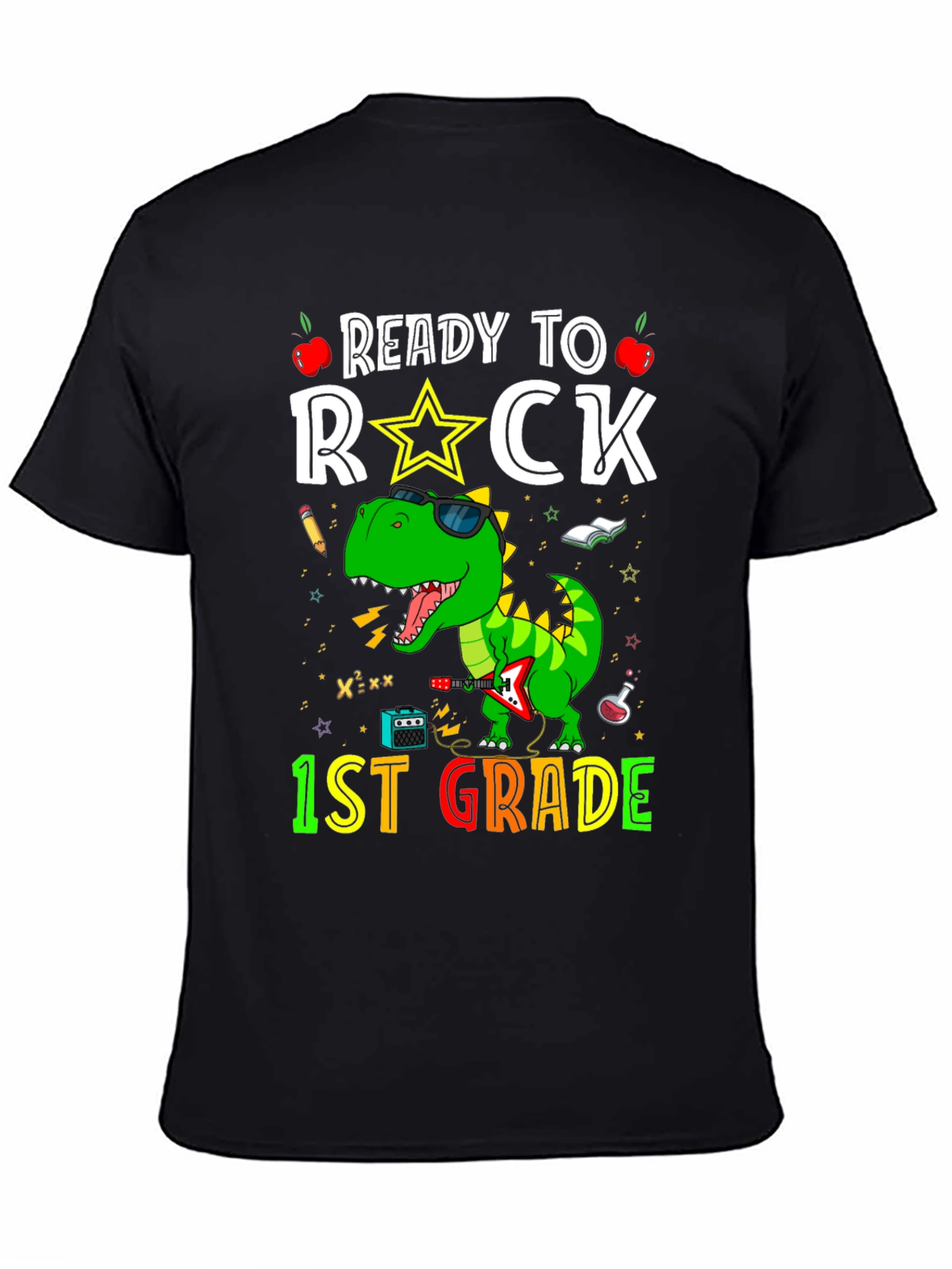 Ready to Rock 1st Grade T-Shirt Dinosaur Graphic Tee