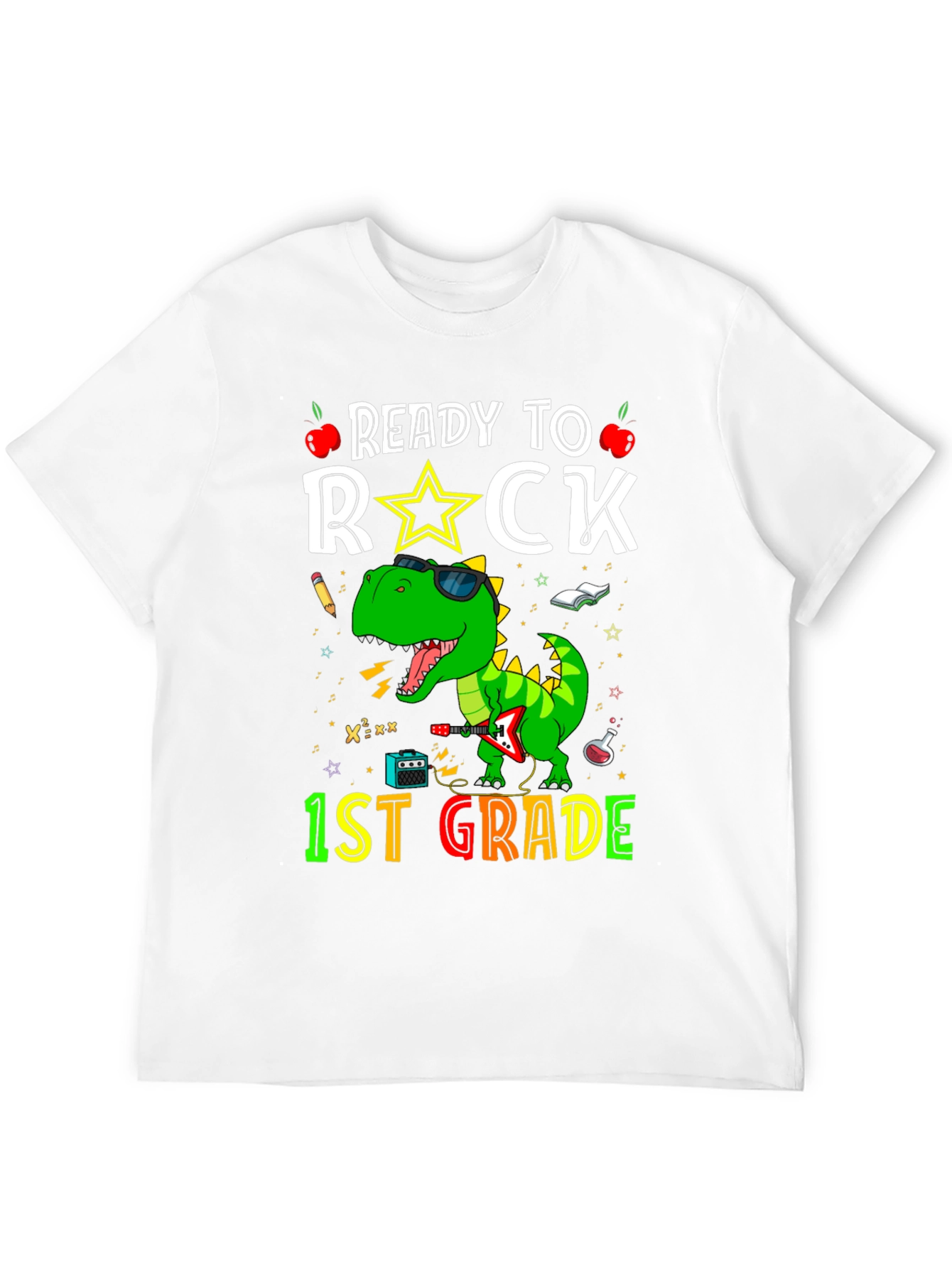 Ready to Rock 1st Grade T-Shirt Dinosaur Graphic Tee