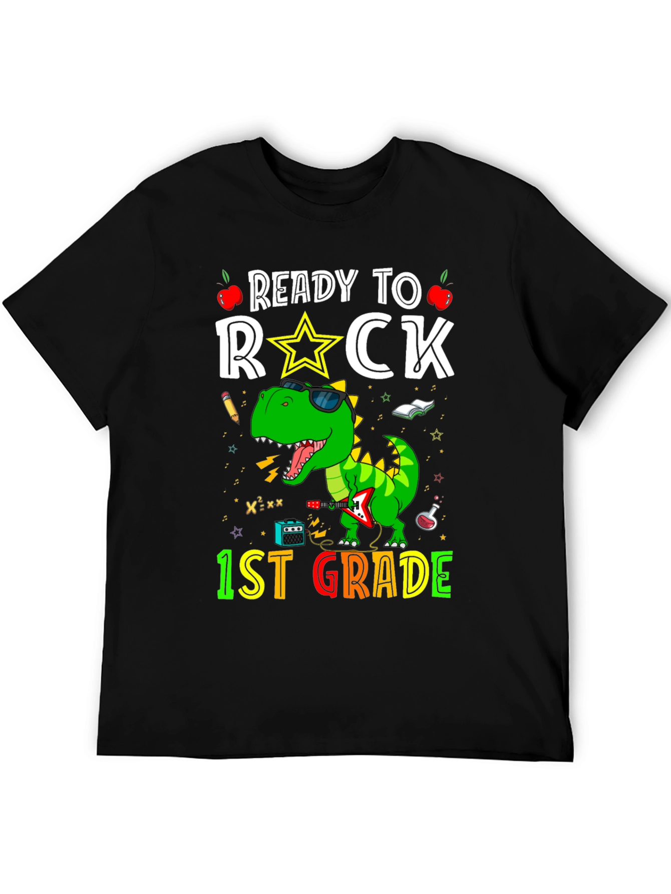 Ready to Rock 1st Grade T-Shirt Dinosaur Graphic Tee