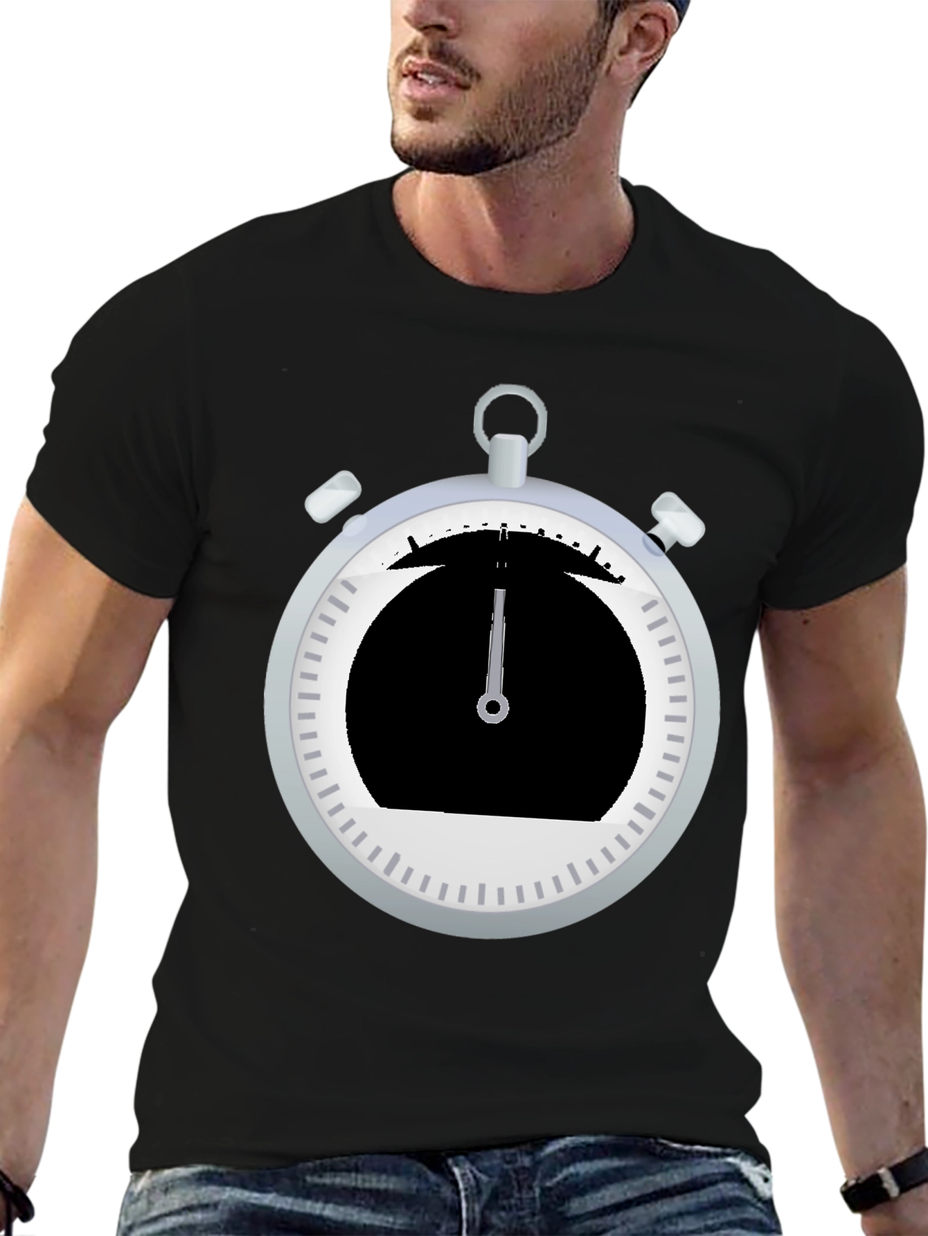 Stopwatch Graphic Tee - Sporty Black T-Shirt