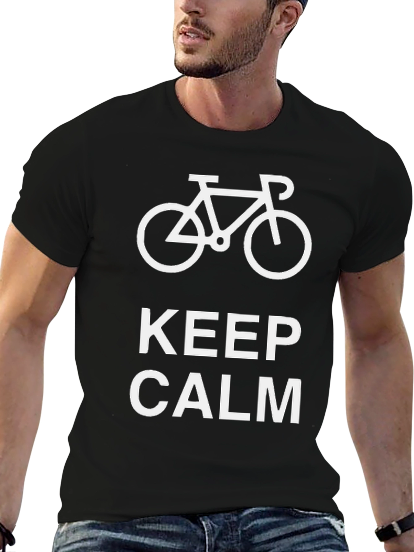 Keep Calm Bike Graphic T-Shirt - Black