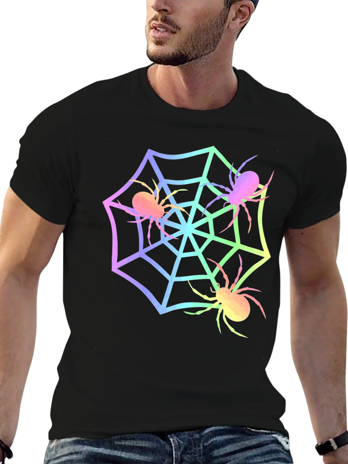 Spider Web Graphic Tee - Halloween Shirt